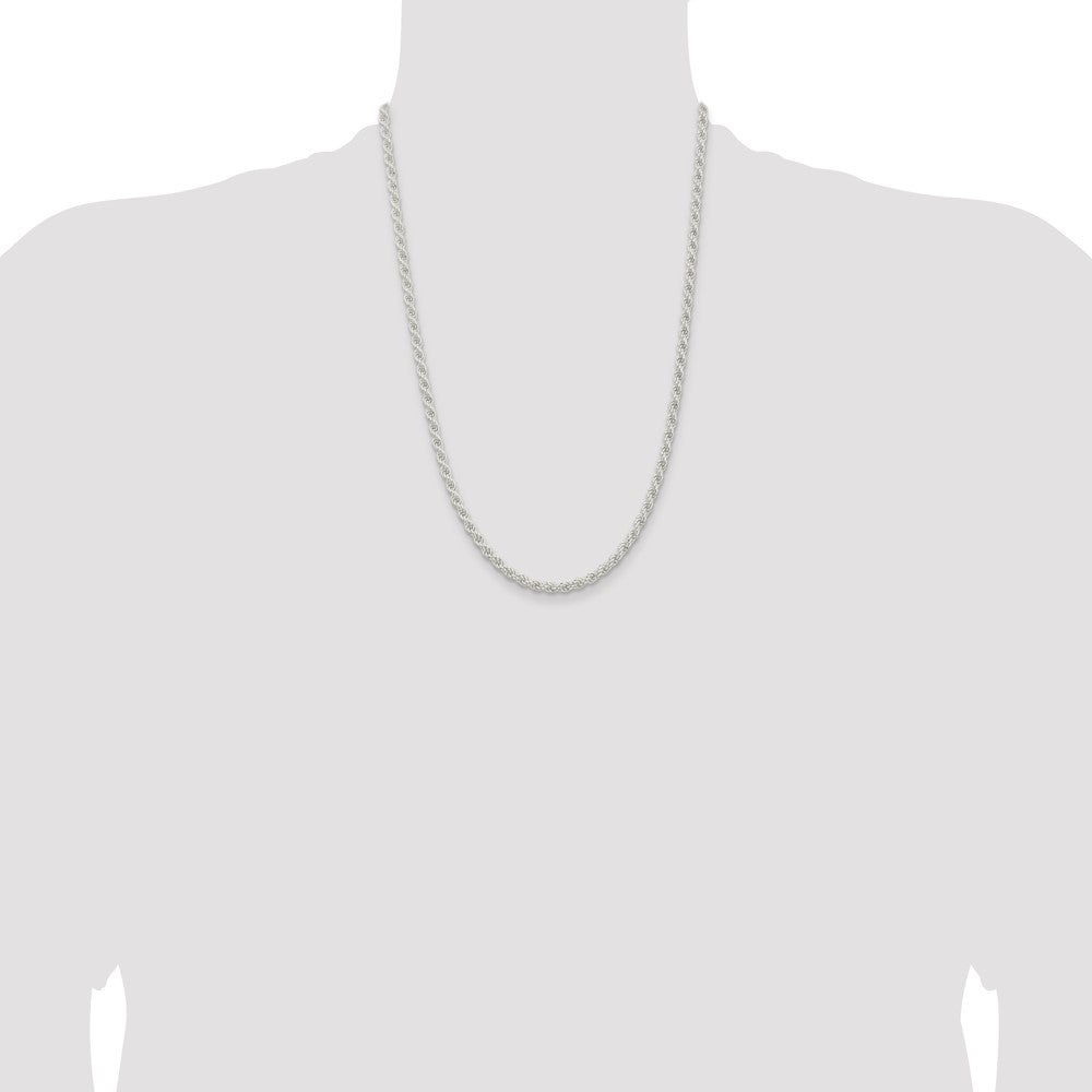 Sterling Silver 4.5mm Solid Rope Chain 24 Inches