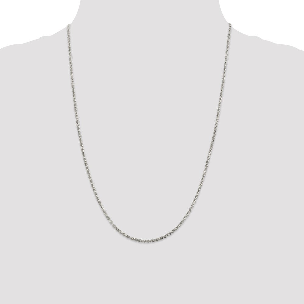 Sterling Silver 2mm Loose Rope Chain 24 Inches