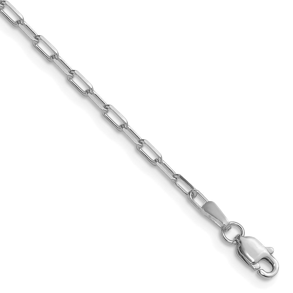 14k White Gold 2.1mm Solid Beveled Paperclip Chain 8 inches