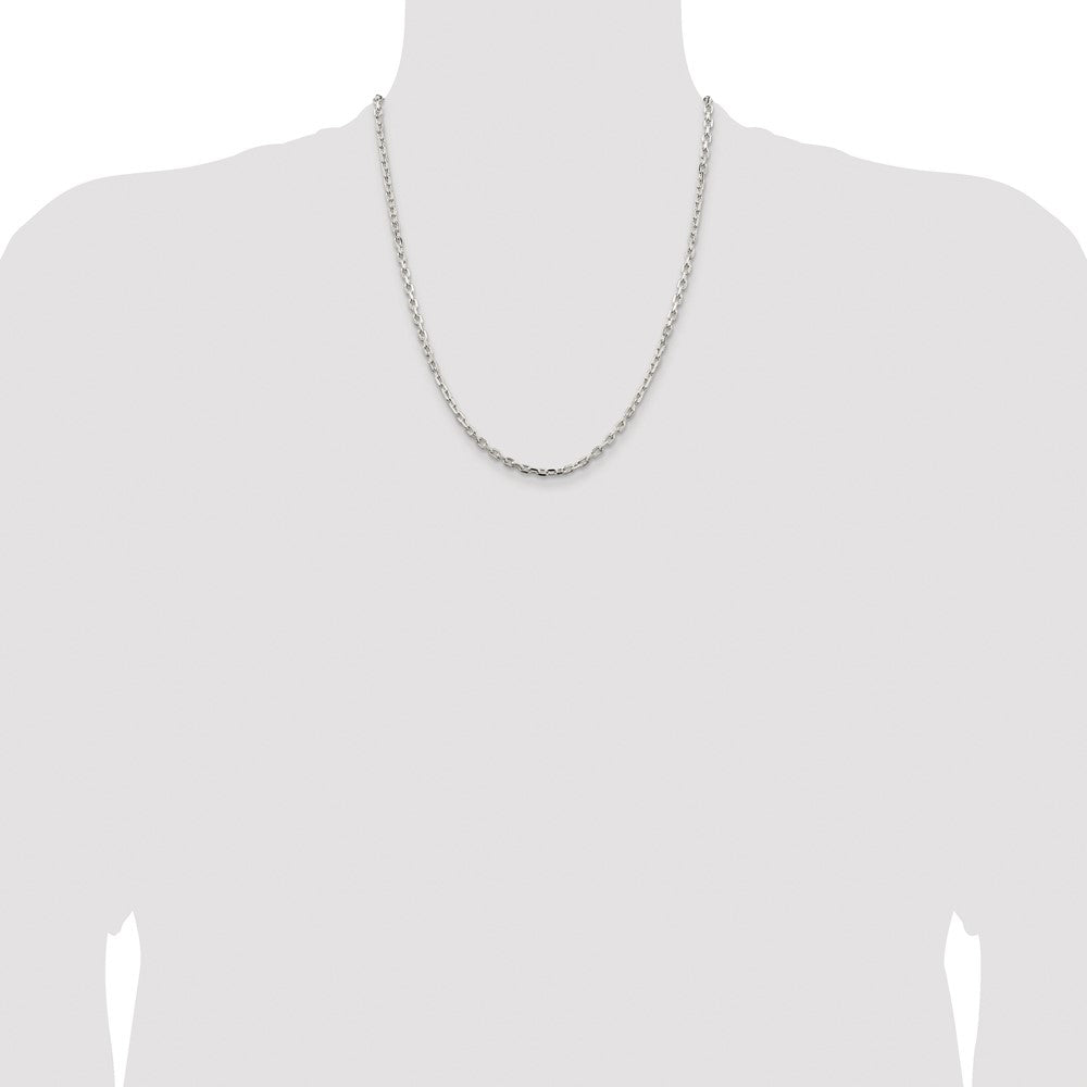 Sterling Silver Rhodium-plated 3.25mm Beveled Oval Cable Chain