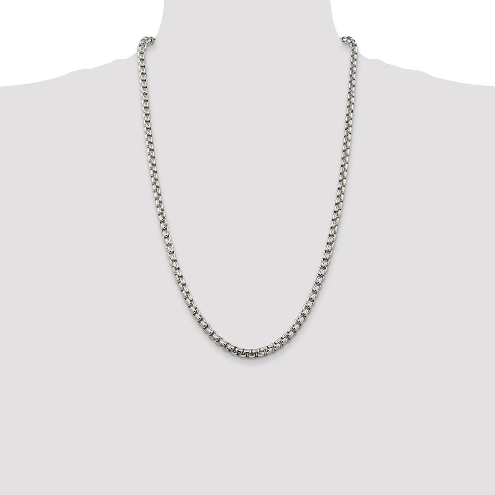 Sterling Silver 5.2mm Round Box Chain 26 Inches