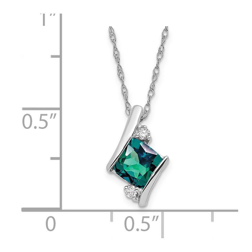 SS Created Alexandrite & Diamond Pend w/Chain