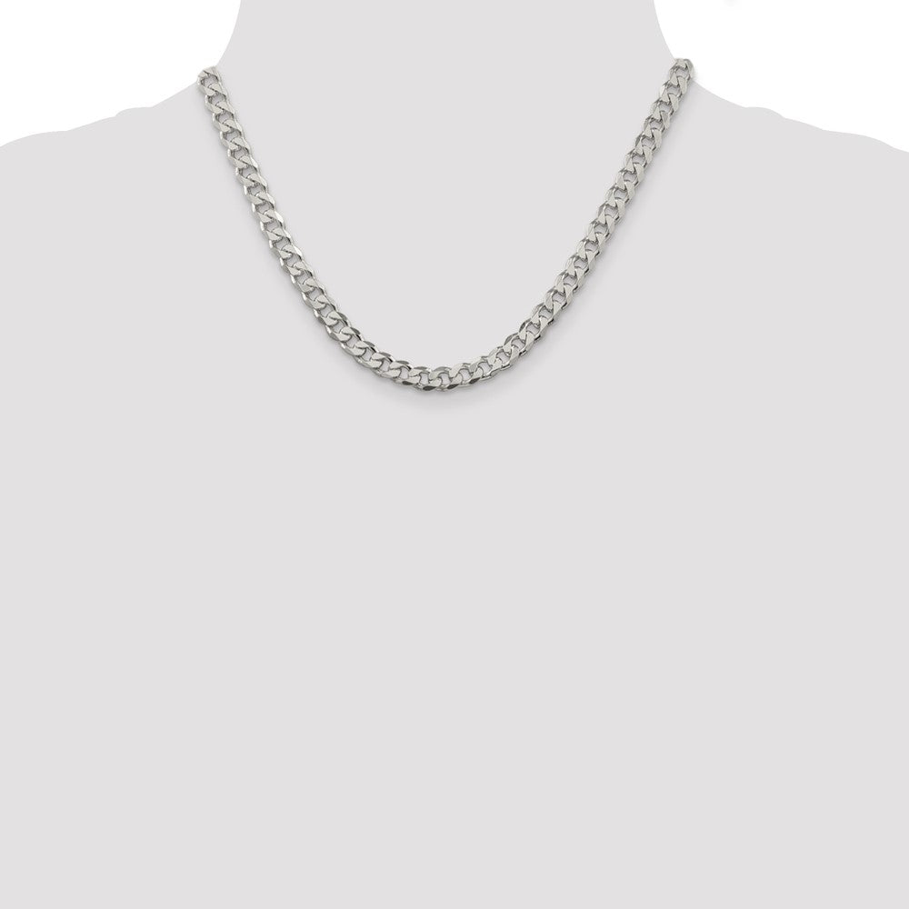 Sterling Silver 7mm Pav‚ Curb Chain 18 Inches