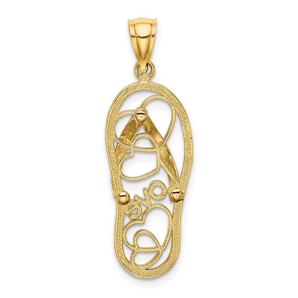 14K Multi Heart Love Flip-Flop w/ White Enamel Charm