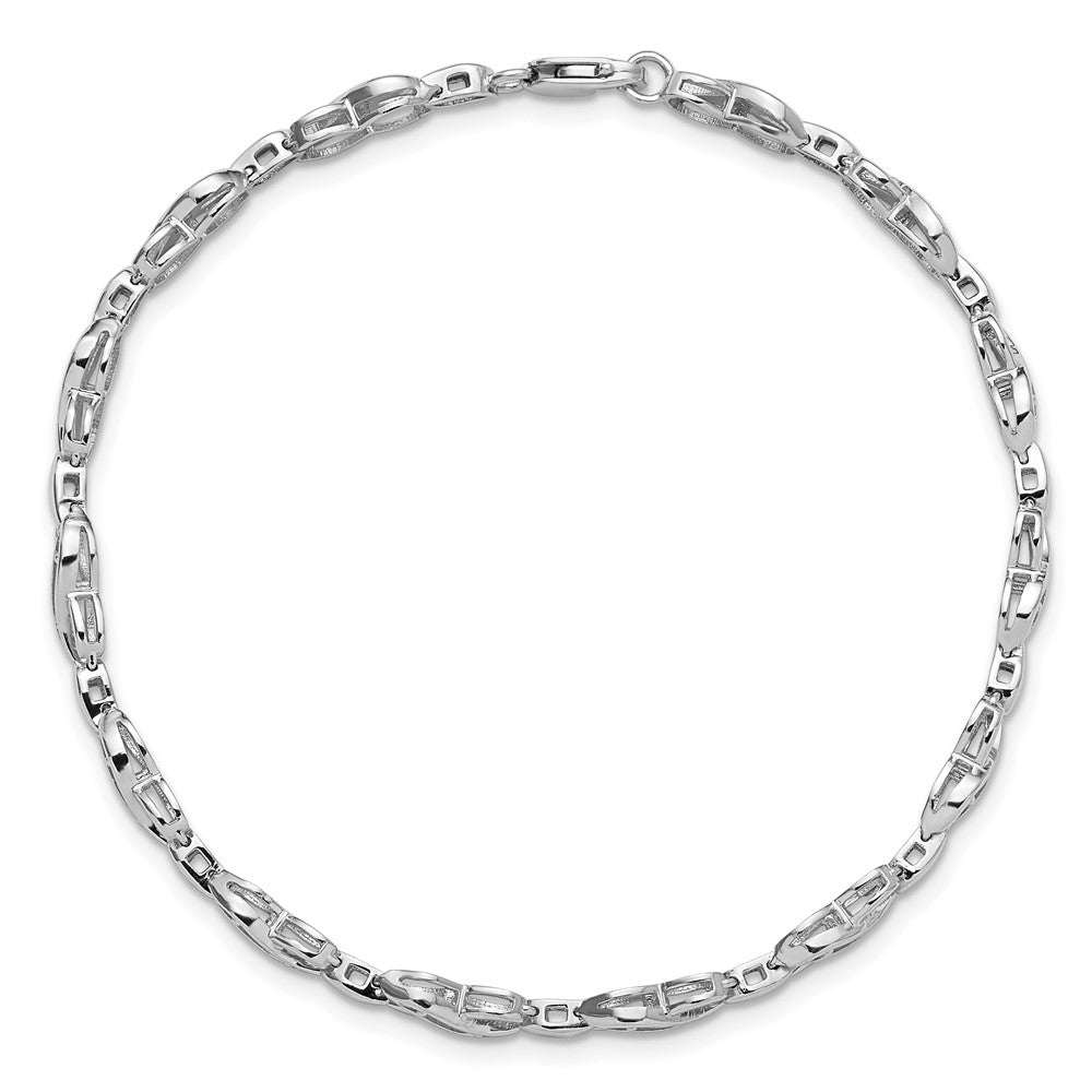Sterling Silver Rhodium-plated Diam. Infinity Symbol Bracelet 7 inches