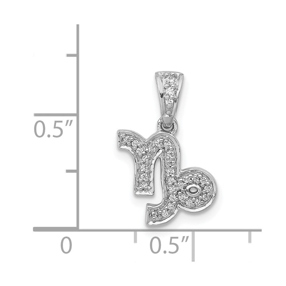 14k White Gold Diamond Capricorn Zodiac Pendant