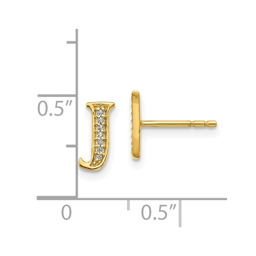 14k Diamond Initial J Earrings
