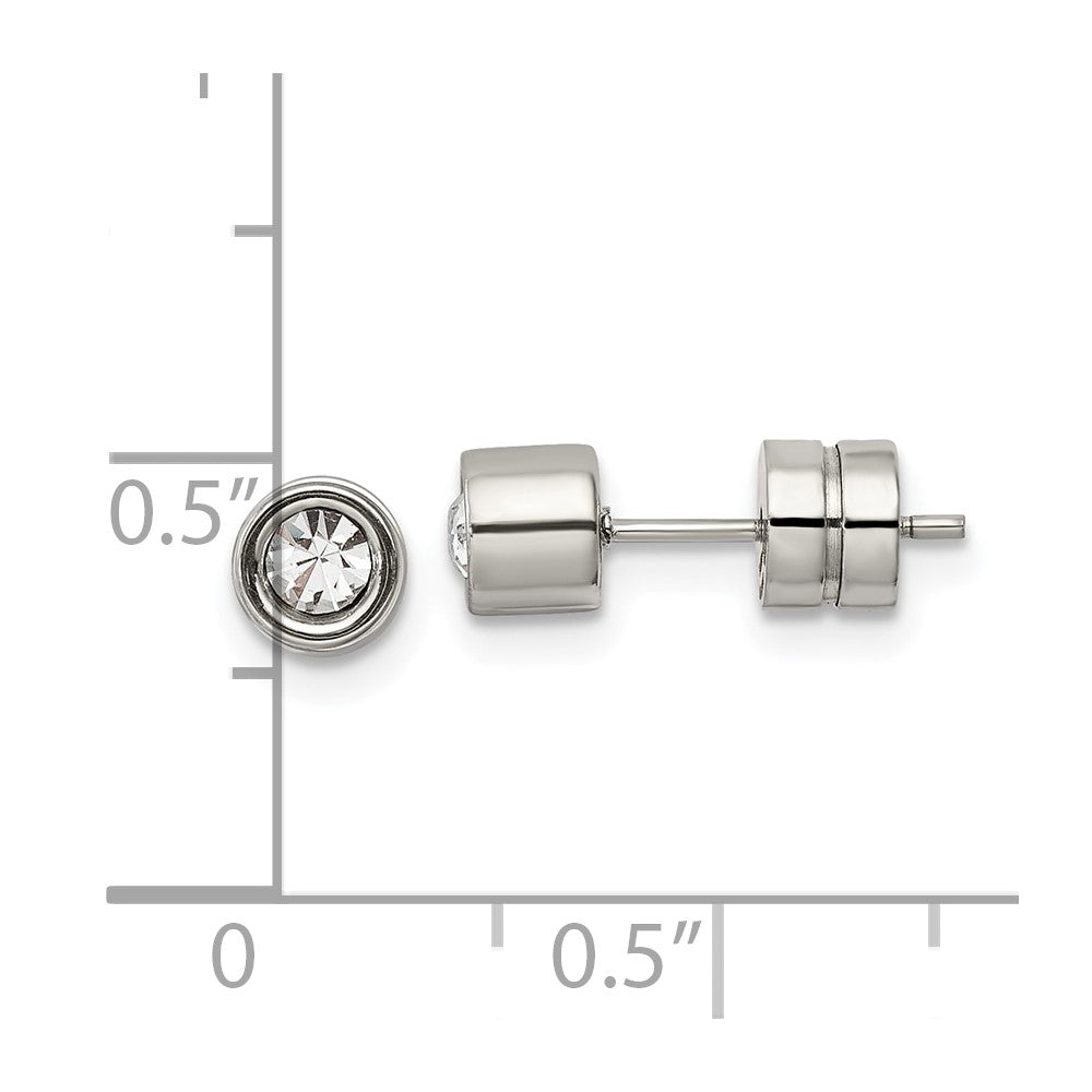 Stainless Steel Polished CZ Bezel Post Earrings