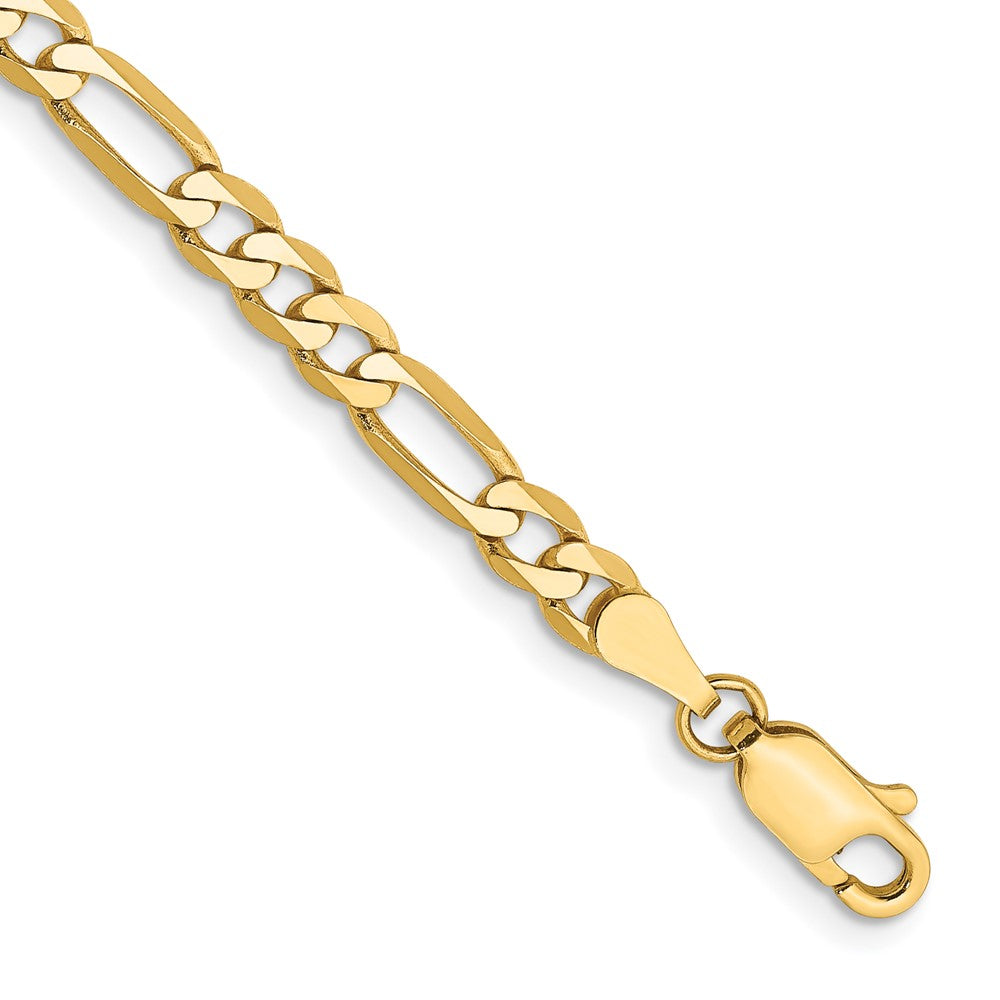 14K 7 inch 4mm Flat Figaro with Lobster Clasp Bracelet 7 inches