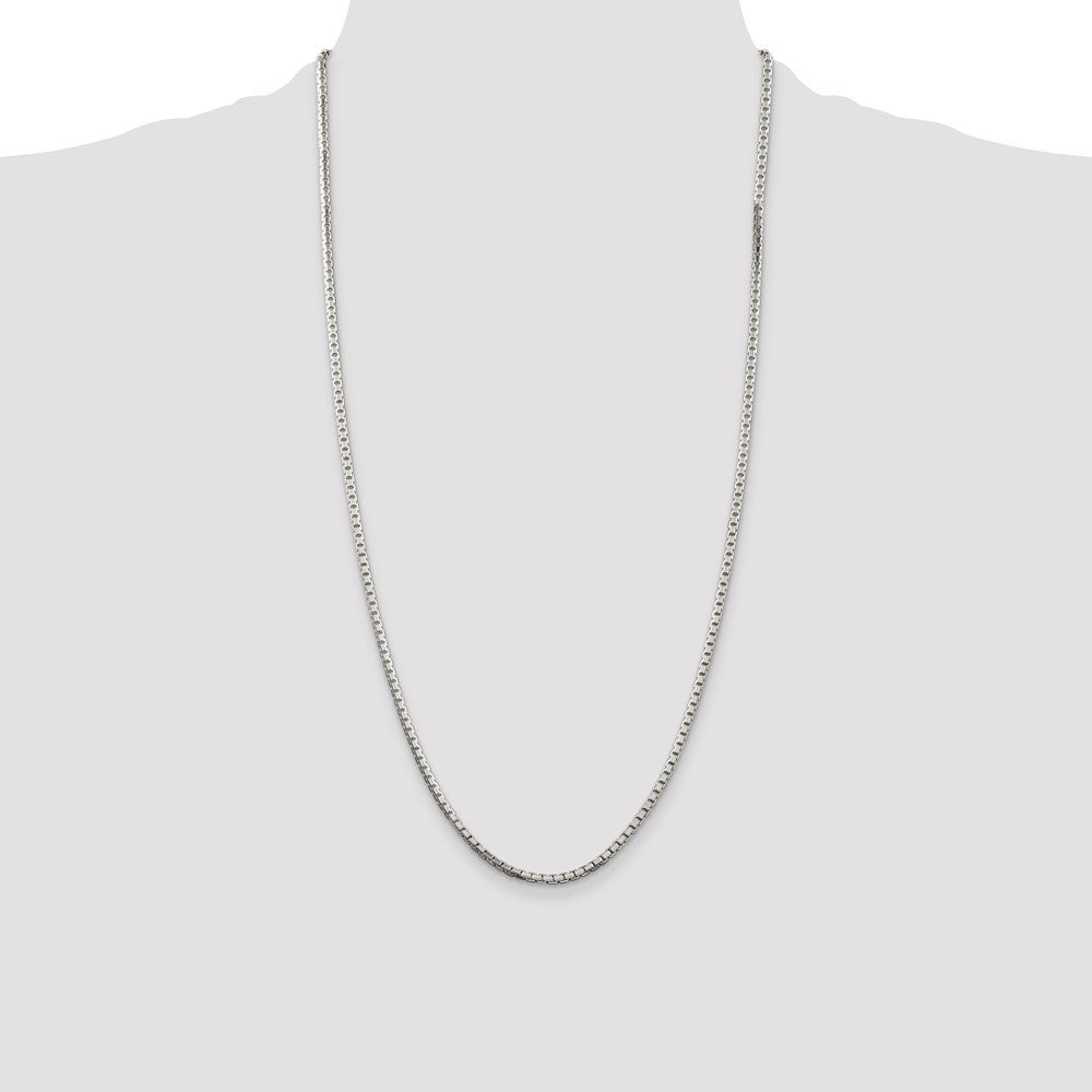 Sterling Silver 2.5mm 8 Sided Diamond-cut Box Chain 28 Inches