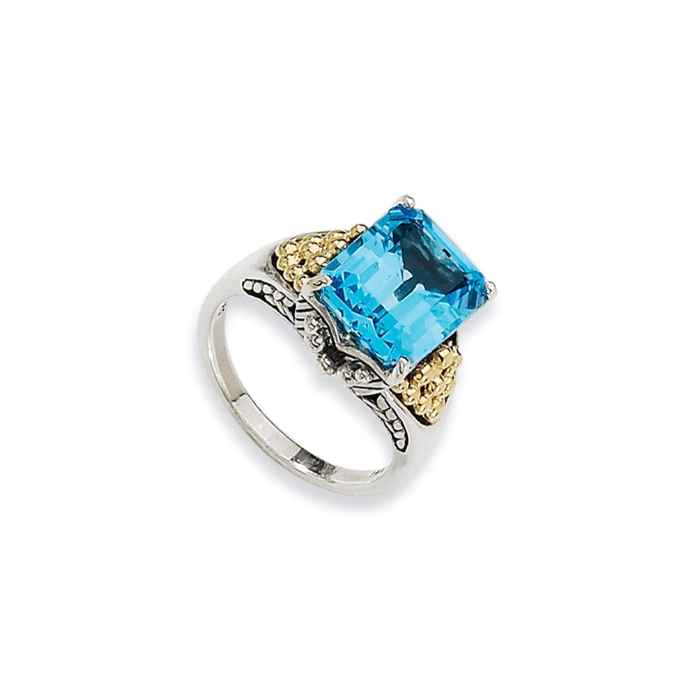 Sterling Silver w/14k Blue Topaz Ring