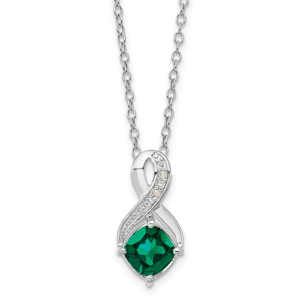 SS Created Emerald & Diamond Necklace