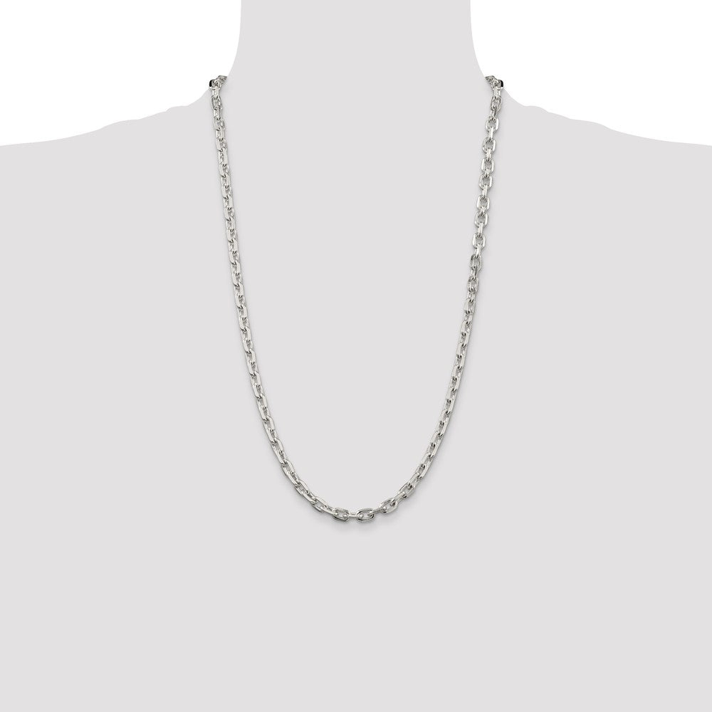 Sterling Silver 5.4mm Beveled Oval Cable Chain 26 Inches