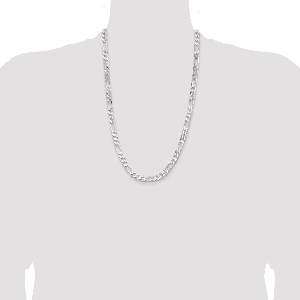 Sterling Silver 7.5mm Figaro Chain 26 Inches