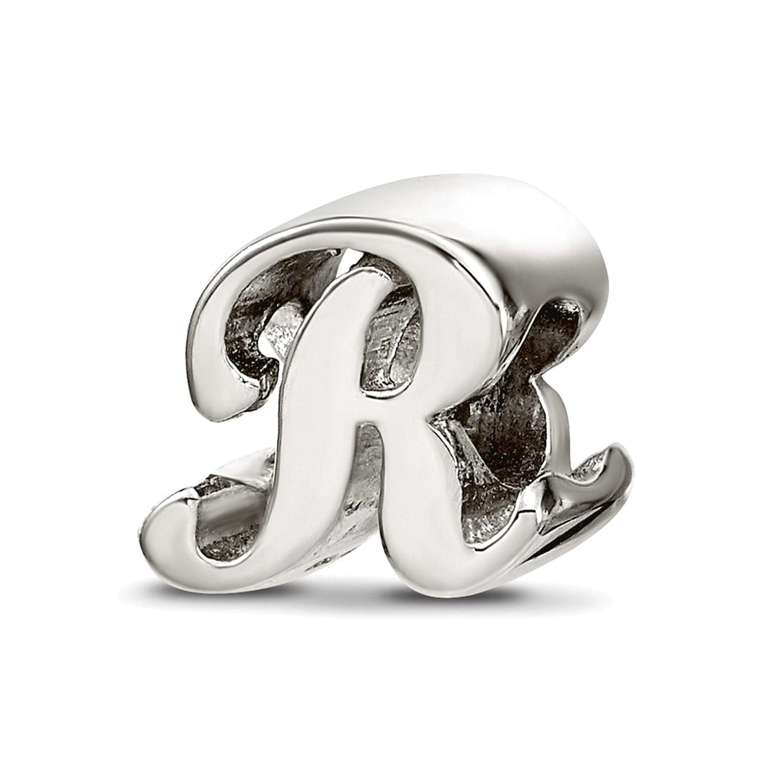 Reflection Beads QRS1430R Sterling Silver Letter R Script Bead
