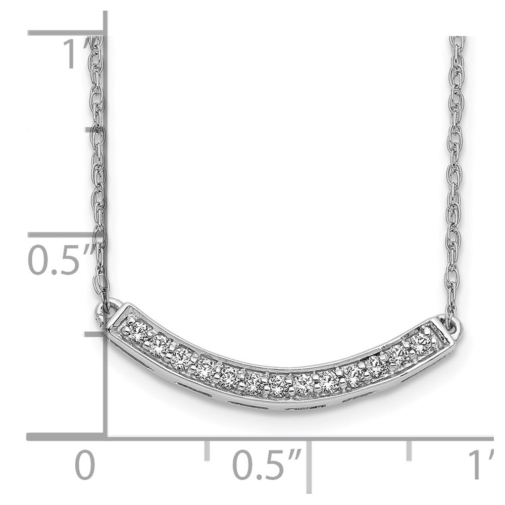14k White Gold Diamond Curved Bar 18 inch Necklace