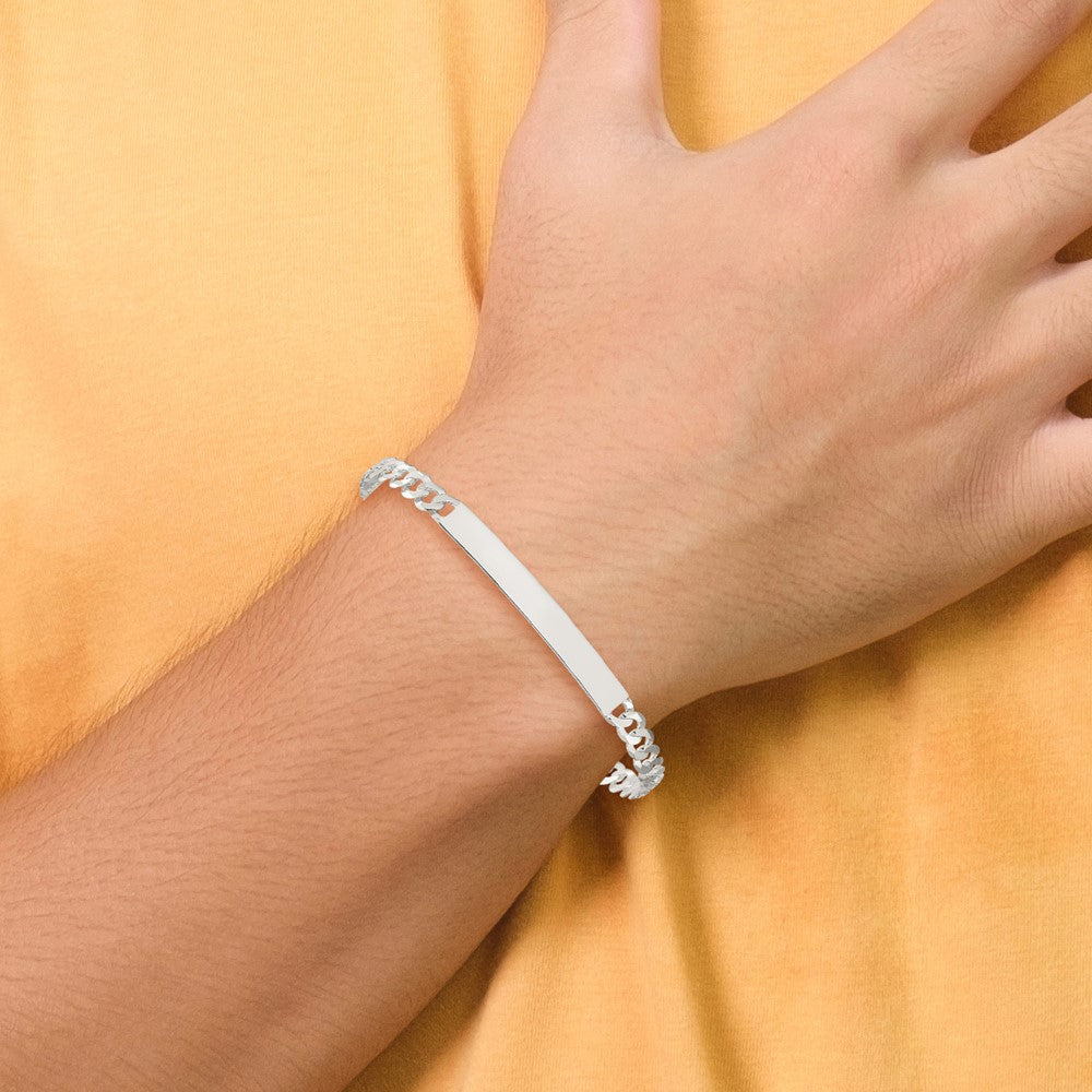 Sterling Silver Curb Link ID Bracelet 7.5 inches