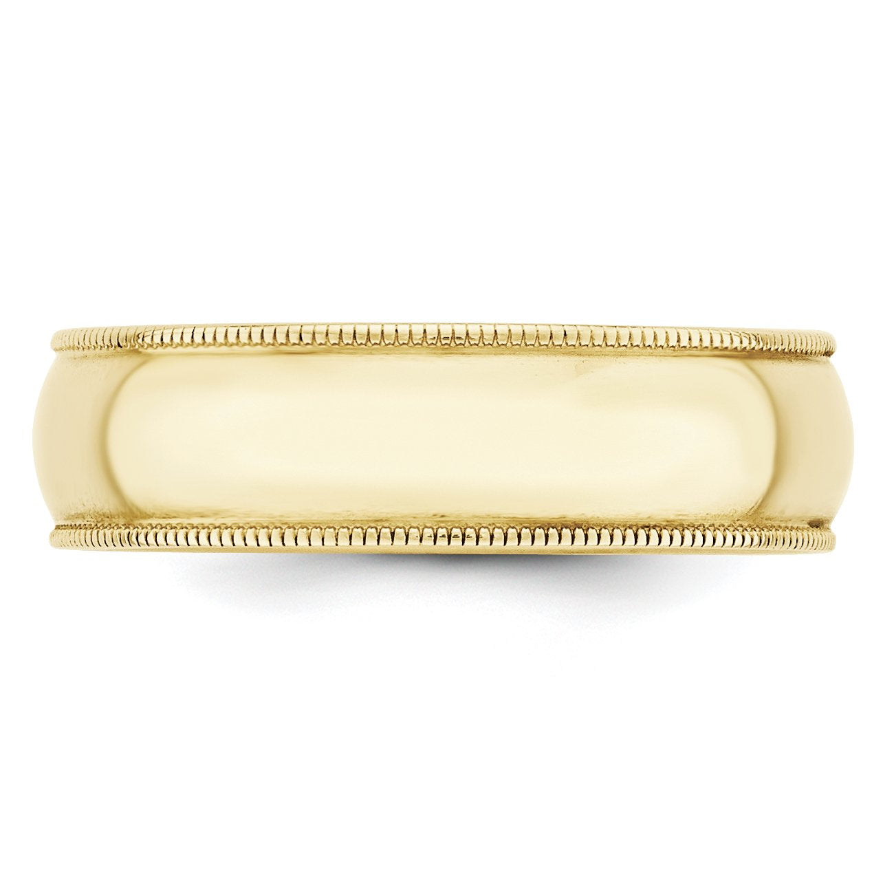 10k Yellow Gold 6mm Lightweight Milgrain Half Round Wedding Band Size 12