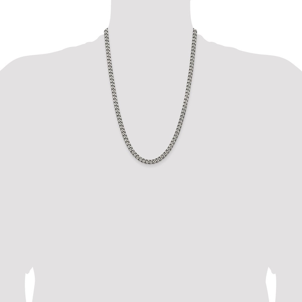 Sterling Silver Antiqued 6.0mm Curb Chain 24 Inches
