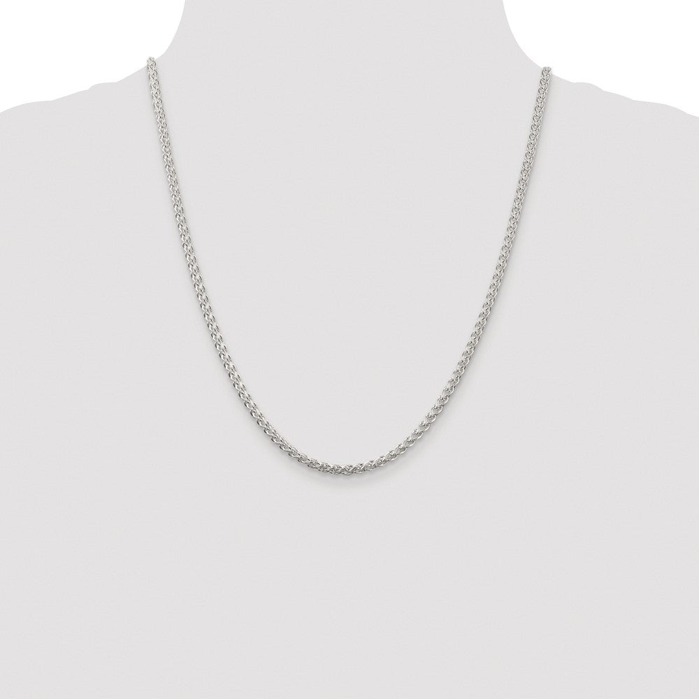 Sterling Silver Rhodium-plated 3mm Round Spiga Chain