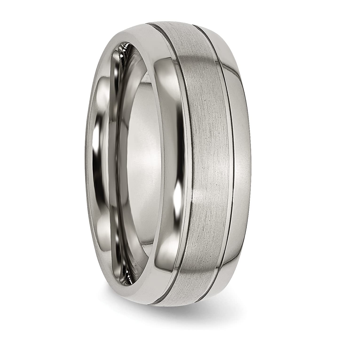 Titanium Brushed and Polished 8mm Grooved Band Size - 11