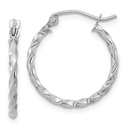 10k WG Twist Polished Hoop Earring