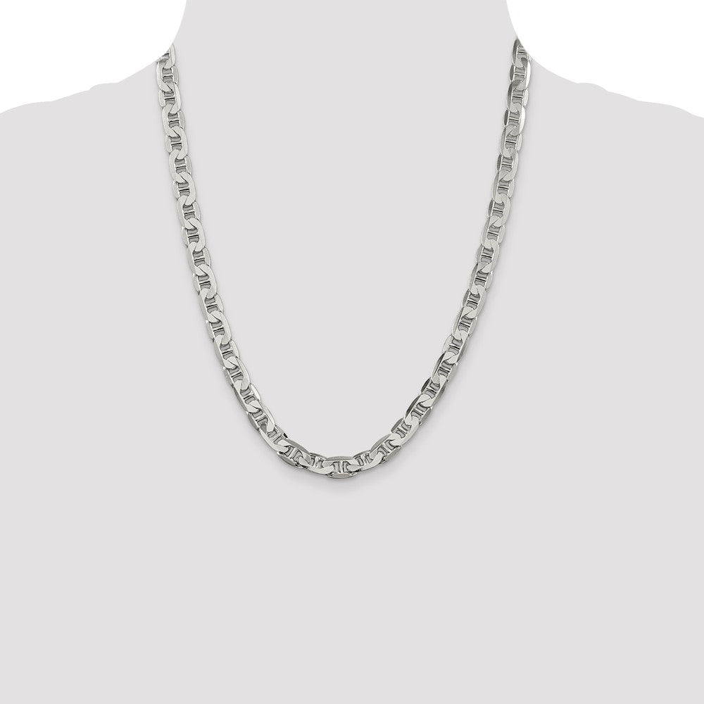 Sterling Silver 7mm Flat Anchor Chain 22 Inches