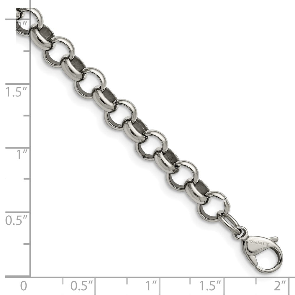 Stainless Steel Polished 8mm 7.75in Rolo Chain 7.25 inches