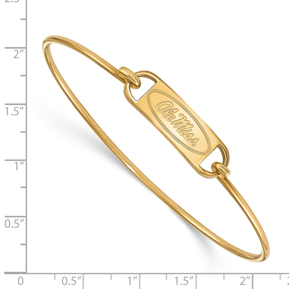 Sterling Silver Gold-plated LogoArt University of Mississippi Ole Miss Small Center 7 inch Wire Bangle