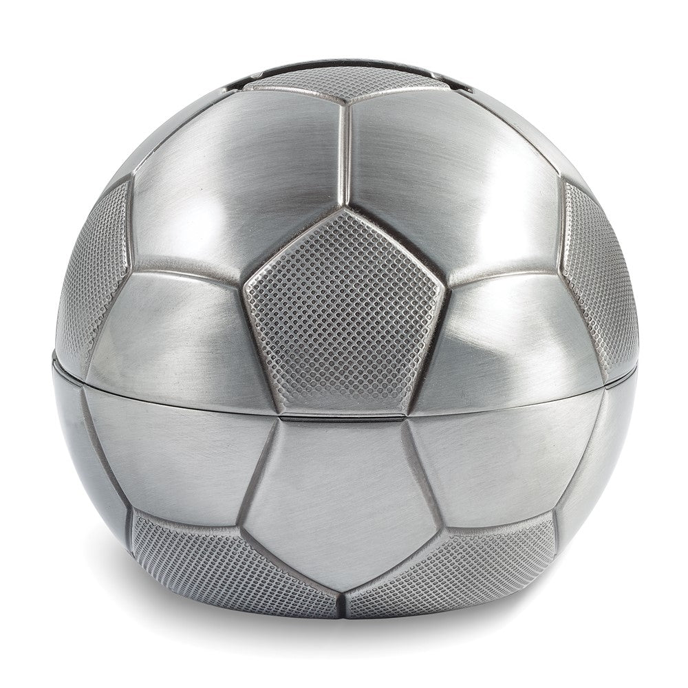 Pewter-tone Soccer Ball Bank