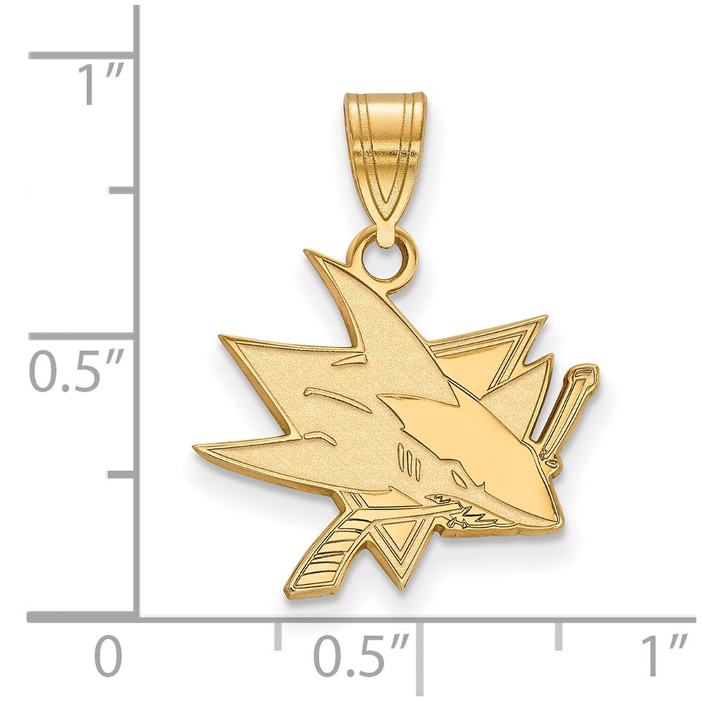 10k Gold NHL LogoArt San Jose Sharks Medium Pendant