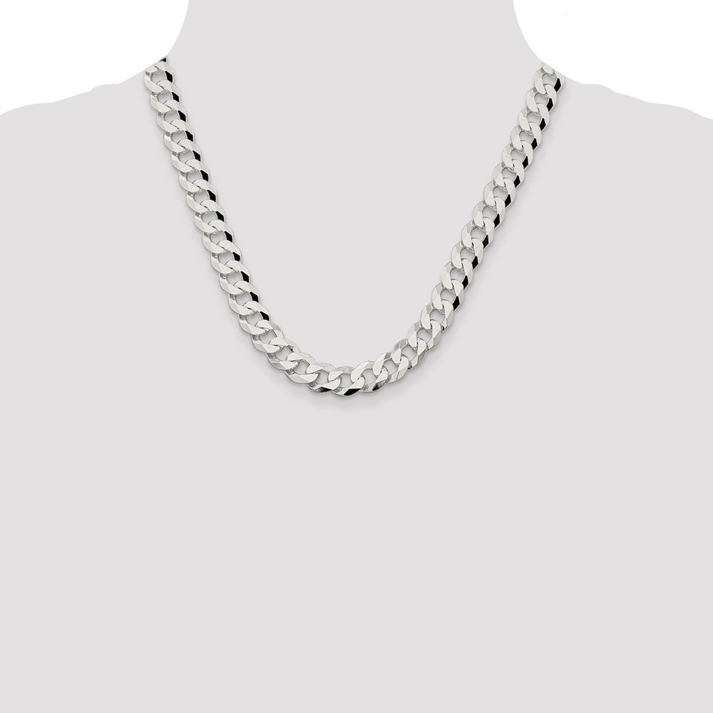 Sterling Silver 10.6mm Beveled Curb Chain 20 Inches
