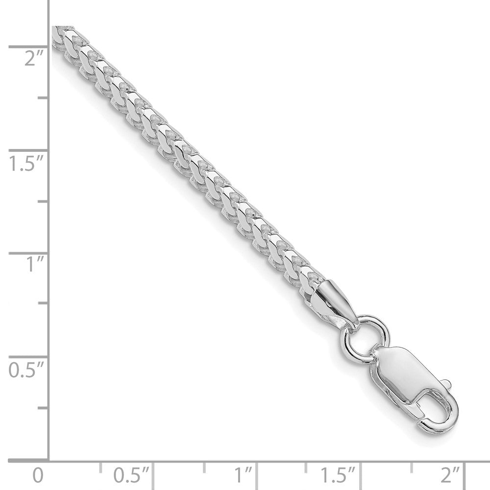 Sterling Silver Rhodium-plated 3.1mm D/C Square Franco Chain