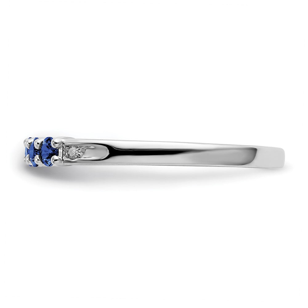 10k White Gold CR Sapphire & Diamond Ring