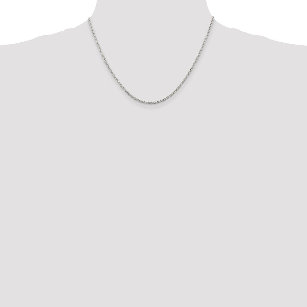 Sterling Silver Rhodium-plated 2.25mm Cable Chain 18 Inches