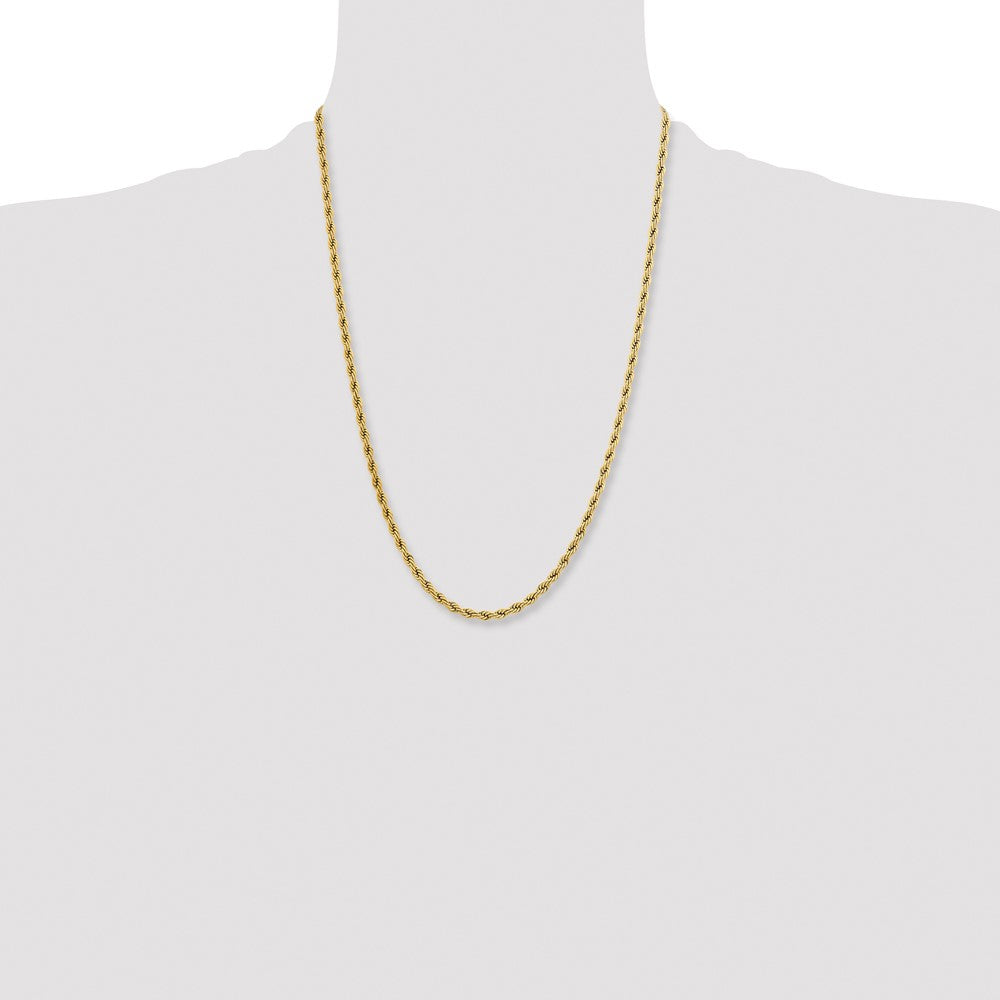 Stainless Steel Polished Yellow IP-plated 4mm 24 inch Rope Chain