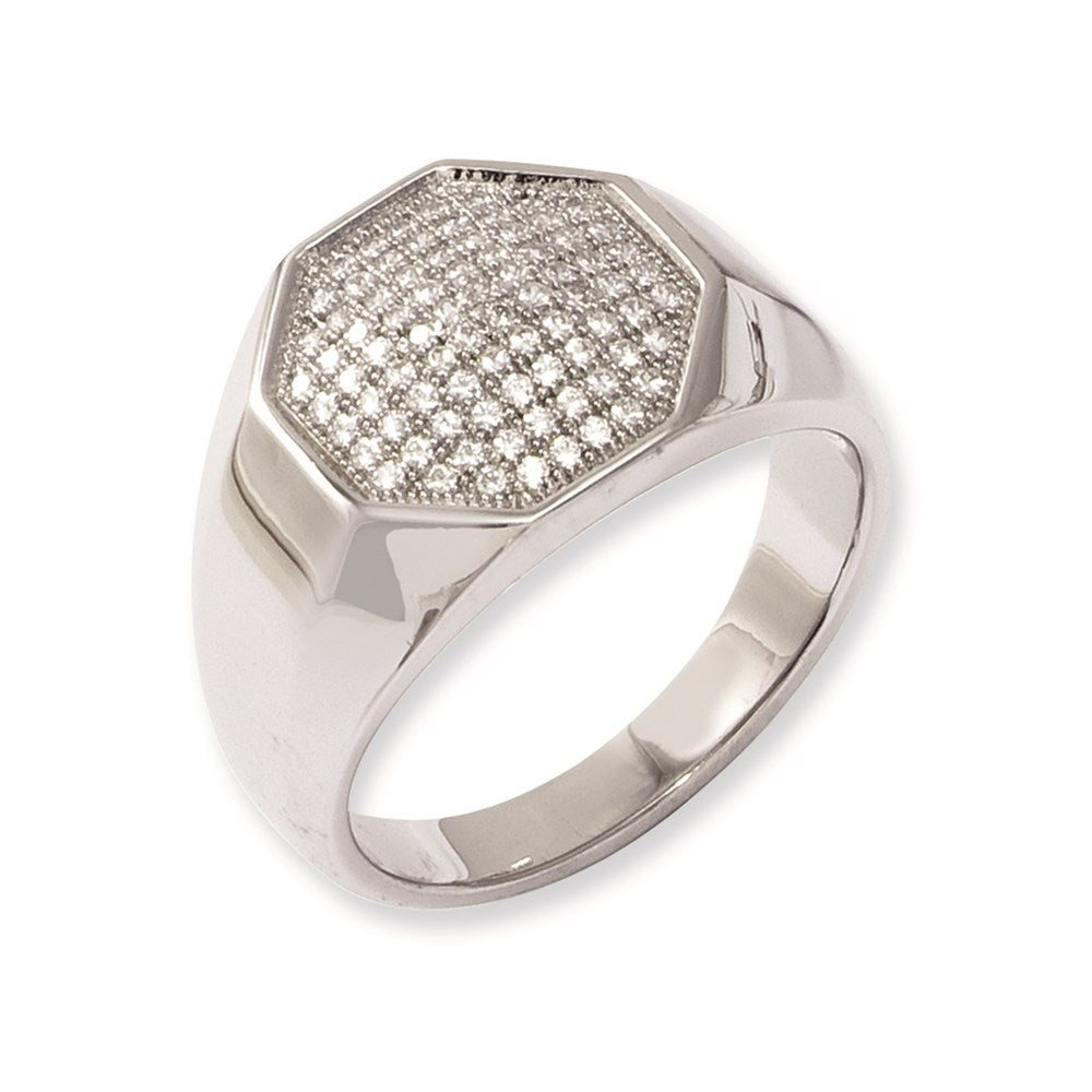 Sterling Silver & CZ Fancy Polished Ring