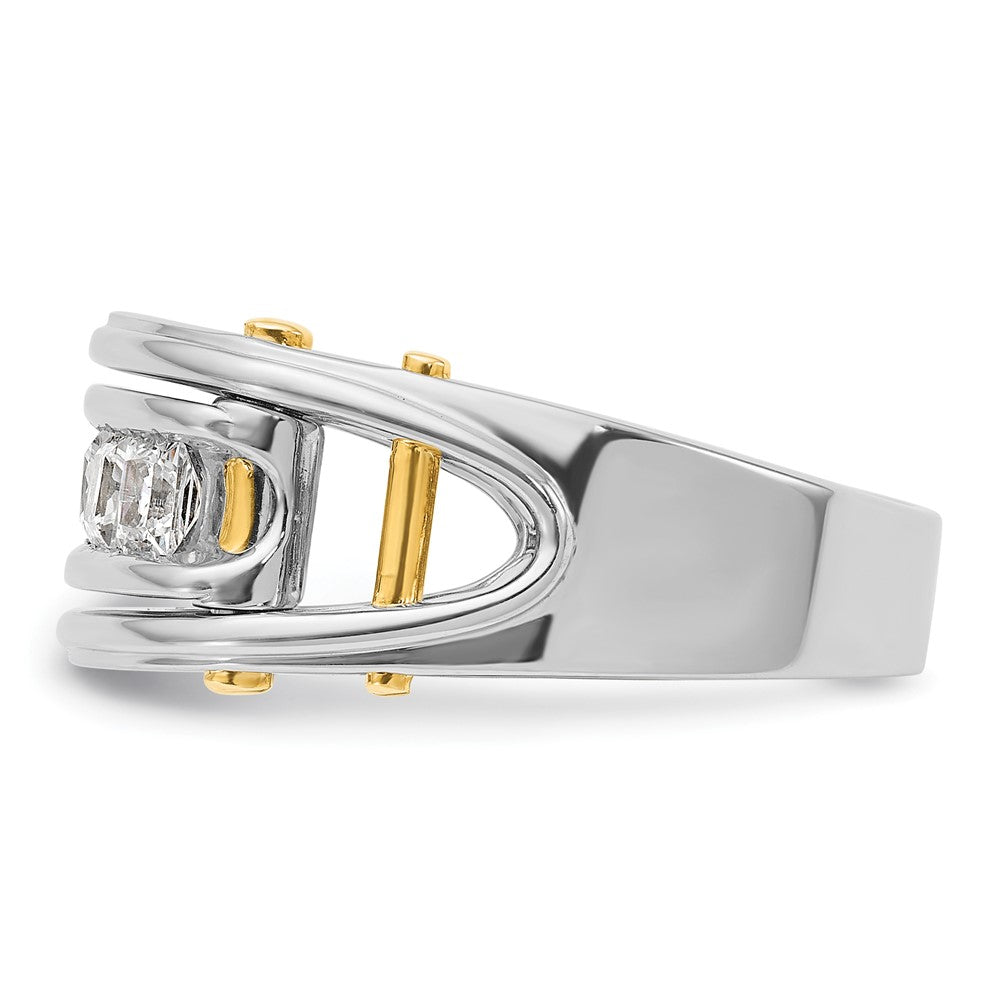 IBGoodman 14k Two-tone Men's Polished and Cut-Out Square 5-Stone Ring Mounting