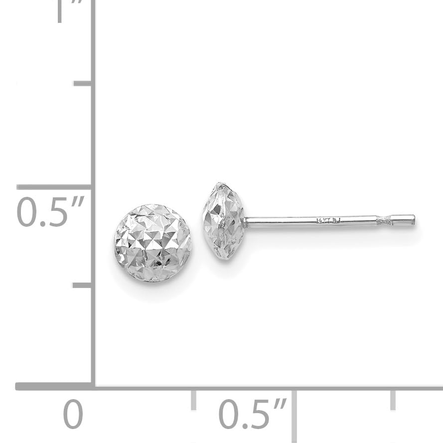 14K White Gold 5 mm Puff Circle Stud Earrings