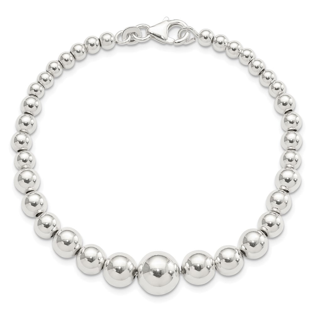 Sterling Silver Polished Graduated Beads Bracelet 7.5 inches