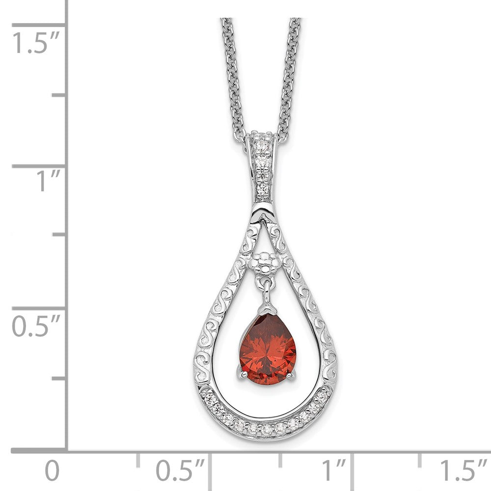 Sentimental Expressions Sterling Silver Rhodium-plated Jan. CZ Stone Never Forget Tear 18in Birthstone Necklace 18 Inches