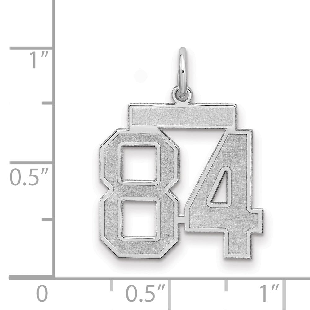 Sterling Silver/Rhodium-plated Satin Number 84 Charm