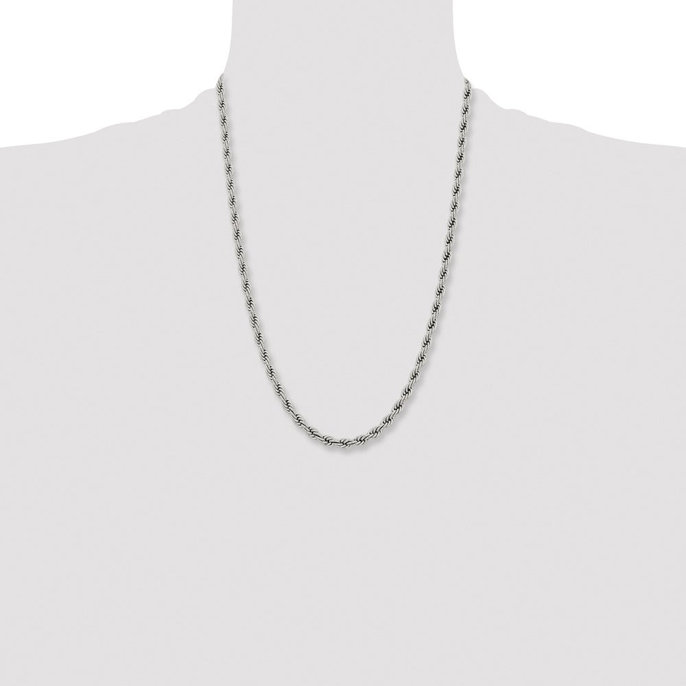 Stainless Steel Polished 6mm 24in Rope Chain
