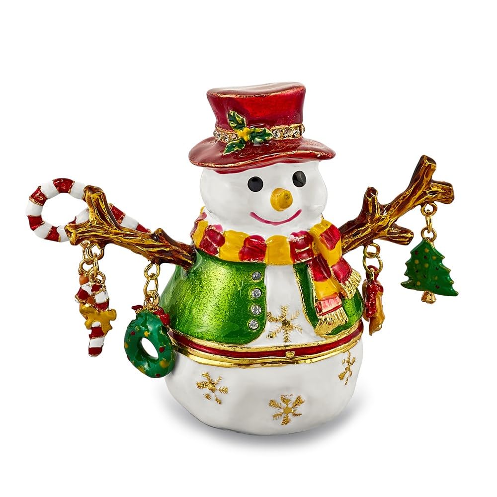 Pewter Snowman Tree Trinket Box