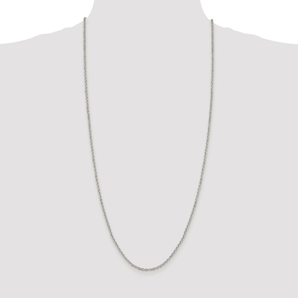 Sterling Silver Rhodium-plated 2.6mm Diamond-cut Cable Chain