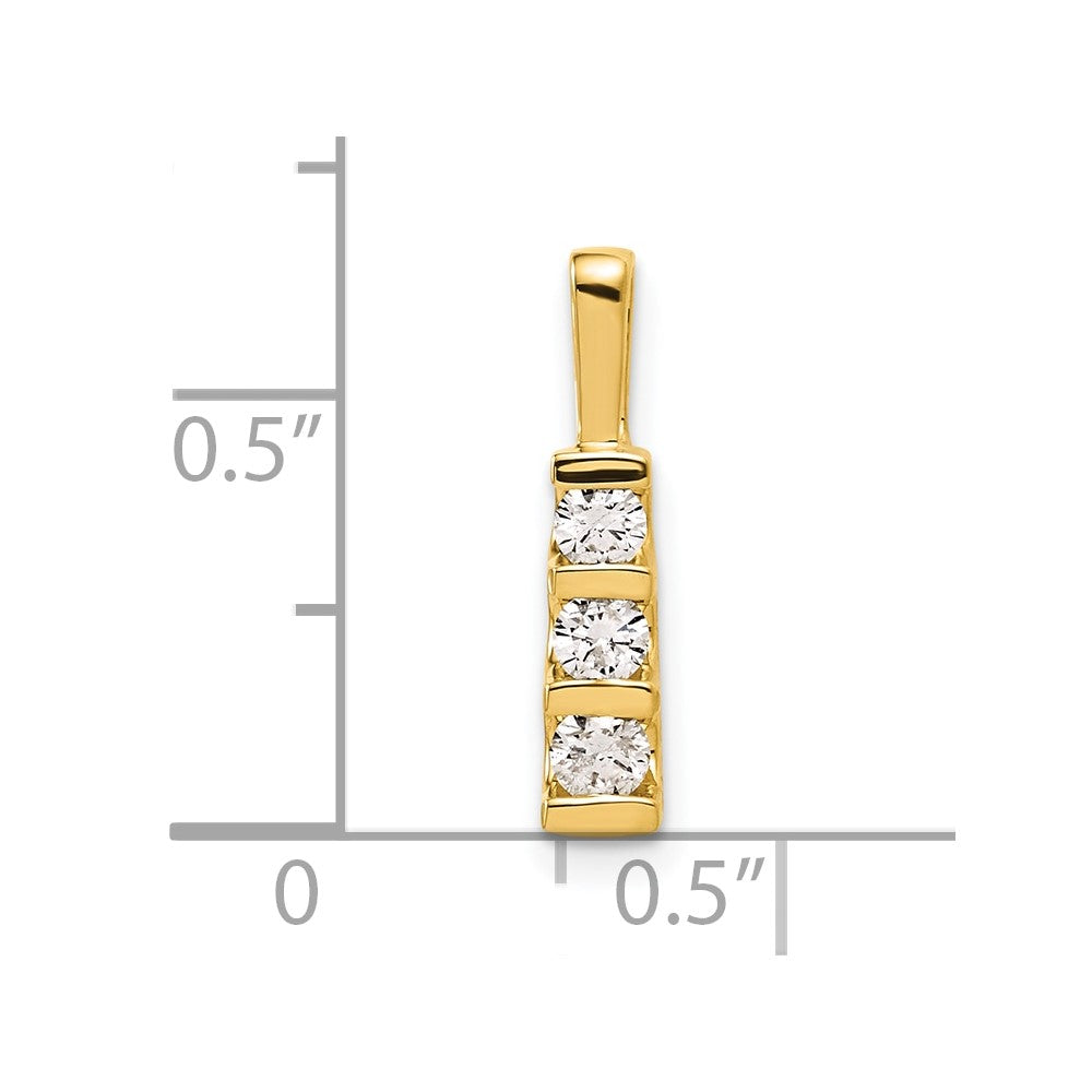 10ky Diamond 3 Stone Pendant