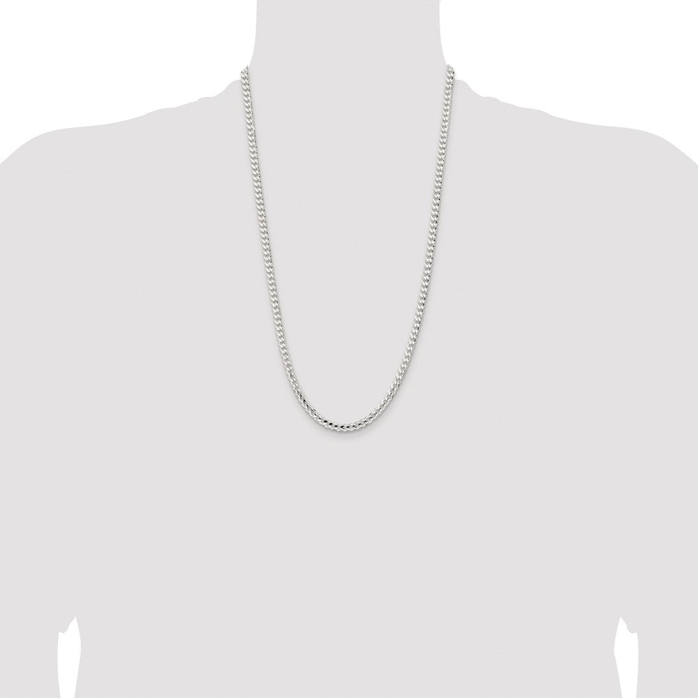 Sterling Silver Rhodium-plated 4.5mm Concave Beveled Curb Chain