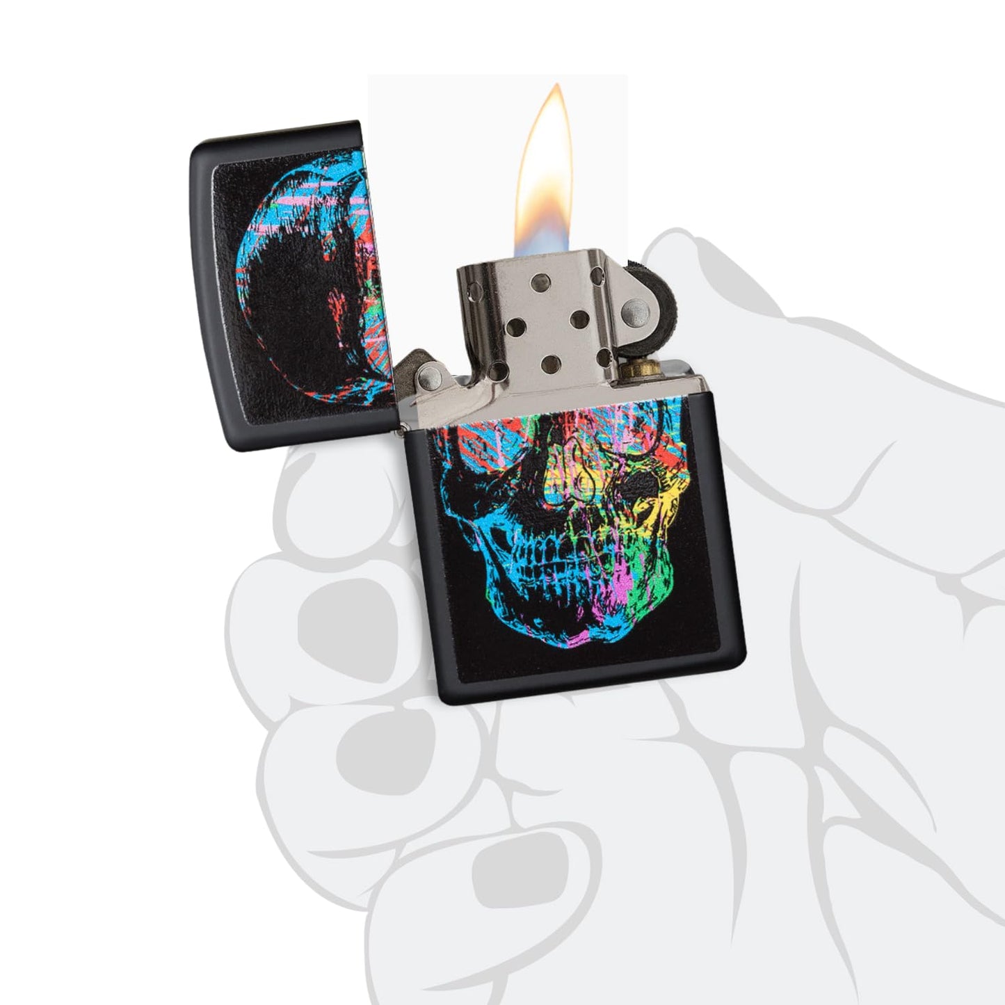 Zippo Colorful Skull Black Matte Pocket Lighter