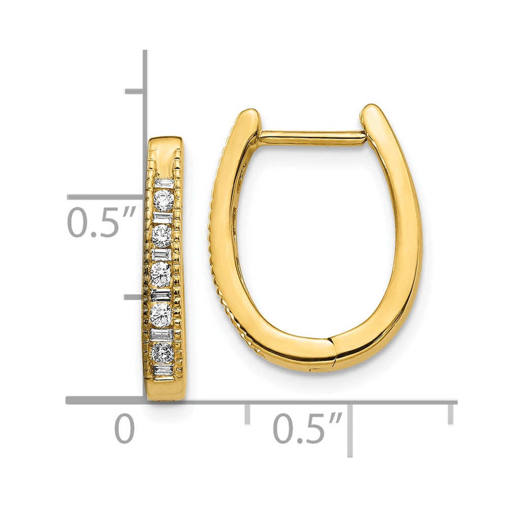 10k Diamond Oval Hinged Hoop Earrings