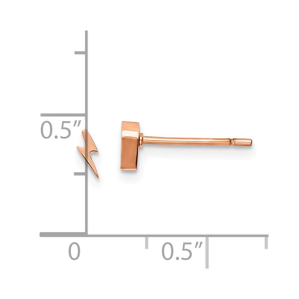 Stainless Steel Polished Rose IP-plated Lightning Bolt Post Earrings